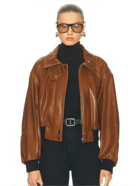 Nour Hammour Briar Leather Bomber Jacket